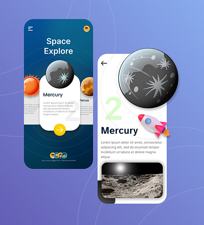 Solar System App UI design | Space Explore app UI with Figma 3d android app app design branding design figma graphic design illustration ios solar system app space app ui