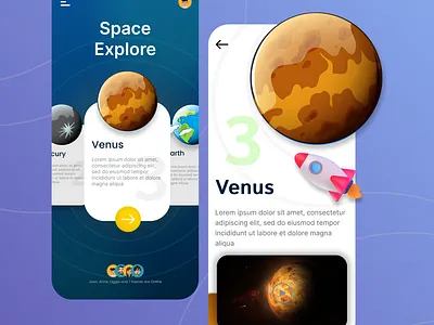Solar System App UI design | Space Explore app UI with Figma 3d android app app design branding design figma graphic design illustration solar system app ui design space app ui