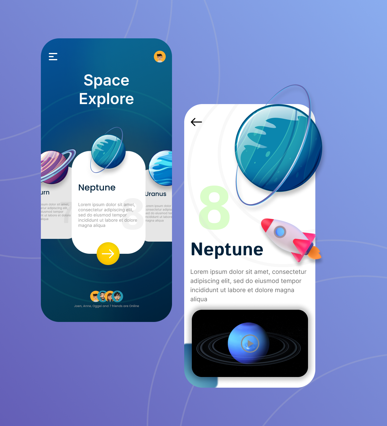 Solar System App UI design | Space Explore app UI with Figma by Sync on ...