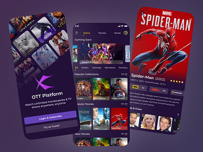 OTT Mobile App app development app interface content discovery dark mode figma interactive design media app mobile app design mobile ux on demand content ott app ott platform streaming experience streaming service subscription app trendy ui ui design user interface uxui design video app