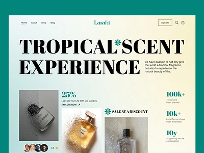 Larabi - Perfume Landing page body spray website branding clean fashion fragrance freshness graphic design landing page parfumestore perfume perfume branding perfume hero section perfume landing page perfume ui design perfume website scent shopping ui uiux website