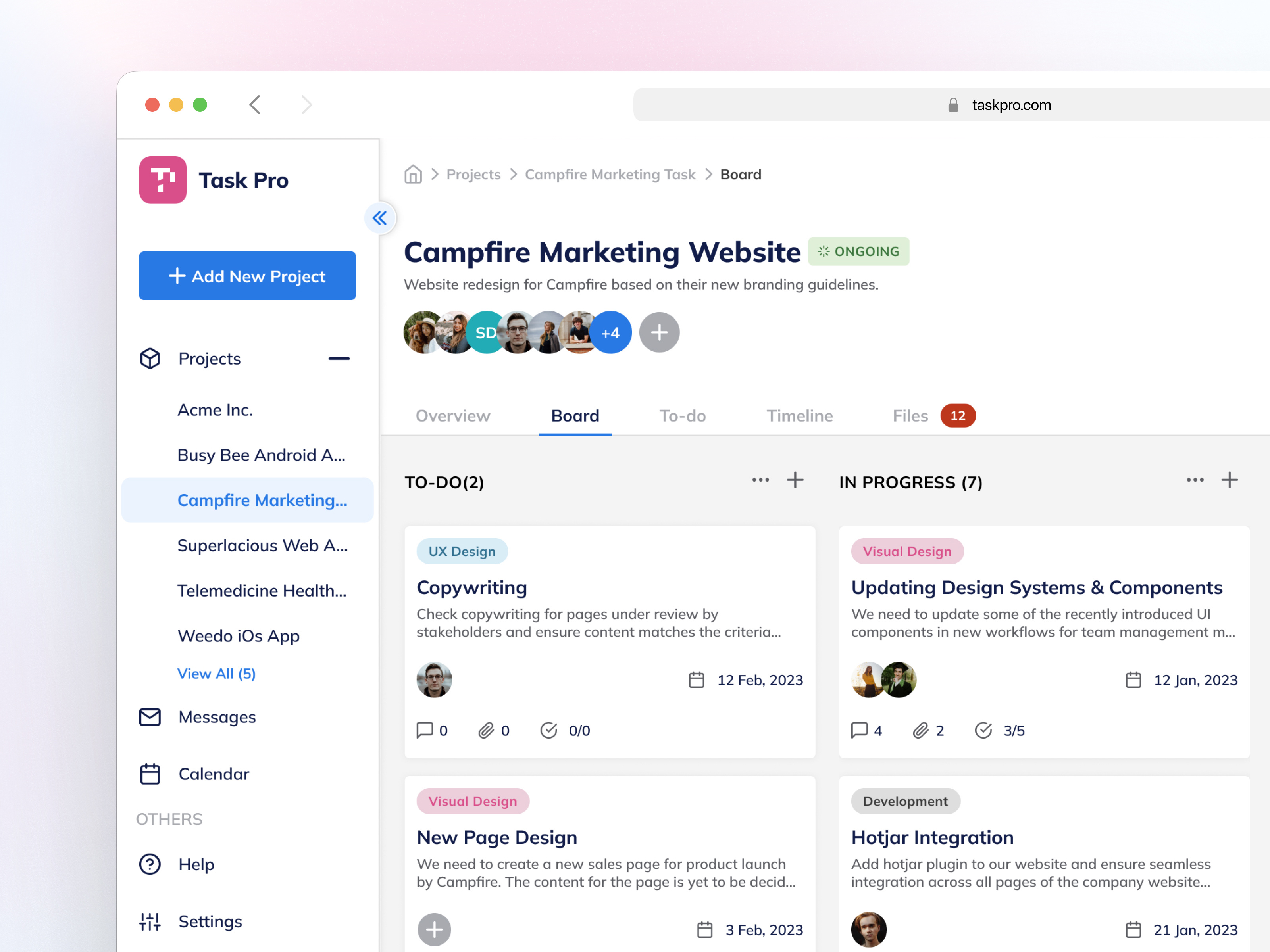 Task Pro - Project Management Application b2b interaction design projectmanagement sidemenu task ui uidesign ux uxdesign visualdesign webdesign