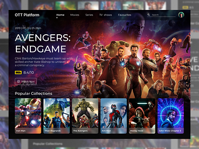 OTT Platform content discovery digital entertainment entertainment hub figma interactive design landing page media streaming movie streaming multimedia ott platform responsive design streaming experience streaming service subscription service trendy ui ui design user interface uxui design video on demand web design