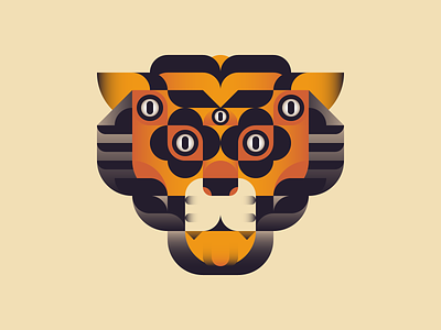 Gate of Tiger animal black branding design digital editorial eye front head icon illustration logo minimal tiger ui vector yellow