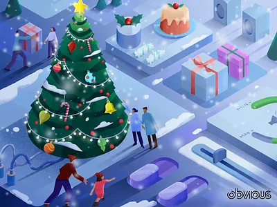 Obvious | Merry Christmas animation christmas design digital illustration festive illustration graphic design illustration isometric illustration motion graphics photoshop illustration ui ui elements