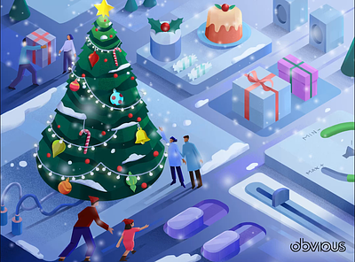 Obvious | Merry Christmas animation christmas design digital illustration festive illustration graphic design illustration isometric illustration motion graphics photoshop illustration ui ui elements