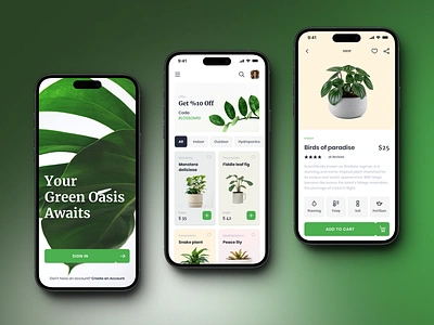 Plant Care App app app design care cart detail page green login minimal mobile mobile app mobile ui pastel plant plant app plant care plant guide plant store ui uiux user interface design