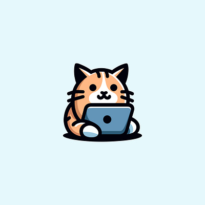 Cute Smart Cat Logo animal app branding cat creative cute design home illustration laptop logo mobile pet smart