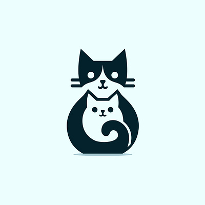 Cat With Baby Logo abstract animal app branding cat design graphic design illustration logo minimal pet simple software vector