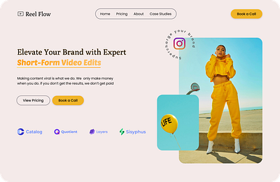 Landing page design concept for short form video editing agency. branding landingpage ui webdesign