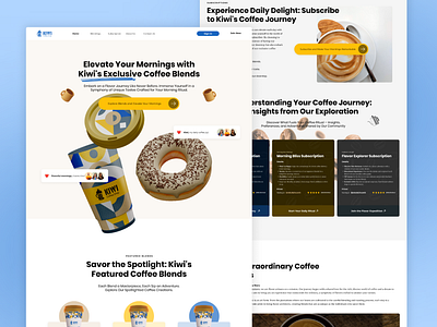 KIWI Coffee Shop Landing Page UI Design graphic design ui ui design user experience user interface ux web design