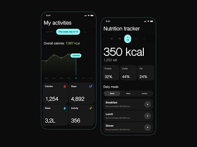 FitTrack app design fitness graphic design gym health health tracker illustration kcal tracker ui