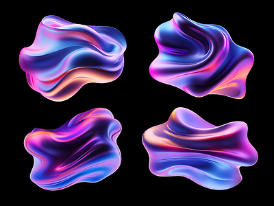 Bold colorful melted distorted shapes 3d bold colorful form generative gradient holographic iridescent liquid melted melty metal neon rendering shape vibrant wavy