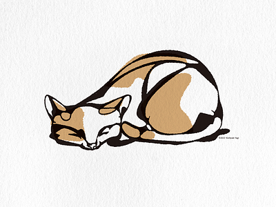 Sleepy Cat graphic design illustration