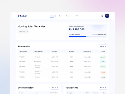 Flexible Benefit Platform benefit dashboard design employee flexible benefit platform product simple design uidesign uxdesign works