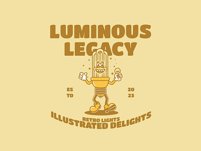 Lamp animation brand brand identity branding cartoon character classic cute design graphic design illustration lamp light logo mascot old style retro vector vintage yellow