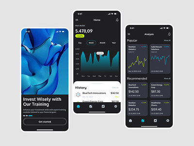 Trading app design concept analytics bet calculator crypto currency design finance graph graphic design grid minimalism mobile mobile application onboarding rate tracker trends ui ux wallet