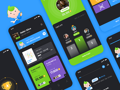 Classcard : English learning platform for students app blue branding character children design english graphic design illustration kids learning student ui