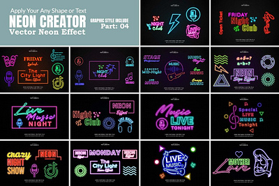 Vector Neon Kit Design Effect art design effect illustration ink art modern photo effect photoshop photoshop action ui