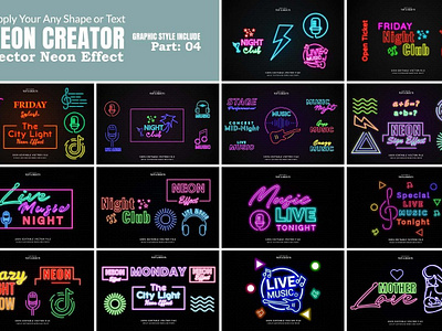 Vector Neon Kit Design Effect art design effect illustration ink art modern photo effect photoshop photoshop action ui