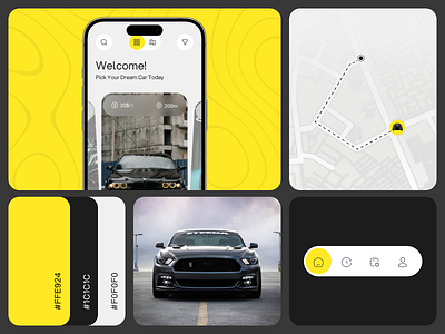 Car sharing application appdesign application bento branding carapp carappdesign creative design map typography ui uiux uiuxdesign ux