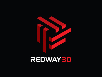 Redway3D (2014) 3d cube graphic design icon logo red vector