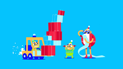 OKOO /// XMAS WAREHOUSE animation christmas elf gif gift loop okoo pallet truck santa truck warehouse xmas