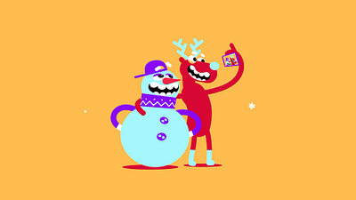 OKOO /// XMAS SELFIE animation christmas gif loop photo reindeer rudolph selfie smartphone snowman xmas