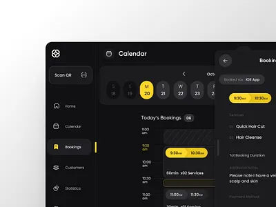 Vendor-side booking system for tablets app booking calendar design interfacedesign reservation software ui uiux ux vendor