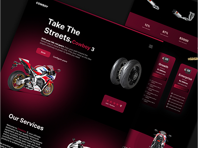 Motorcycle Services 3d animation beautifull bikes branding design graphic design modern motion graphics motorcycle seo ui uiux ux web design