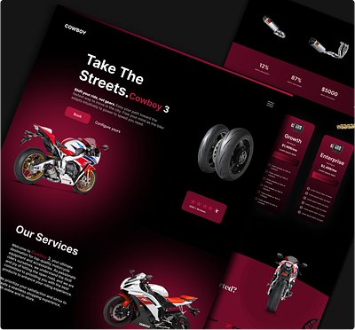 Motorcycle Services 3d animation beautifull bikes branding design graphic design modern motion graphics motorcycle seo ui uiux ux web design