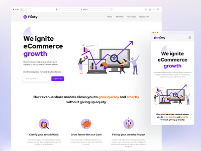 Landing page for eCommerce service adaptive design e commerce ecommerce ecommerce growth ecommerce service landing page design mobile design mobile screenshots startup design ui web design