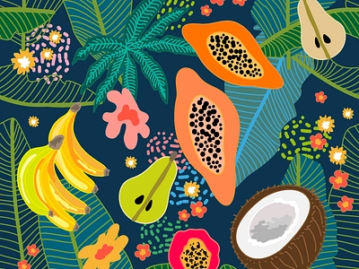 Pattern "1960s Tropical" art artistic pattern decorative design digital art fabric fabric design fashion furnishing graphic grapric design illustration pattern pattern design print printdesign surface design surface pattern design tropical pattern