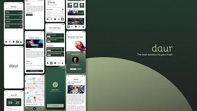 Daur - Pick Up Trash App app brand environment graphic design green mobile trash ui