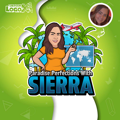 Travel Agent Logo, Custom Portrait - cartoonlogox.com custom cartoon logo portrait of a woman travel agent travel agency logo travel agent travel agent cartoon travel agent logo woman portrait logo