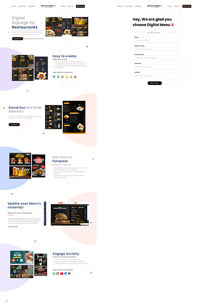 Digital Signage Landing Page ui