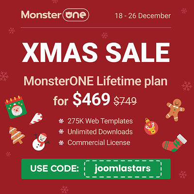 Discount on the MonsterONE 2024 christmaxsale dribbble holidaysale joomla launchwebsite monsterone newyear templatemonster webdesign webdevelopment website wordpress xmassale