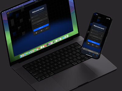 Login form UI apple blue dark mode design form landing landing page login macbook macos mockup safari sine up