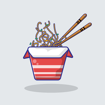 Vector icon illustration of noodles with box wrap