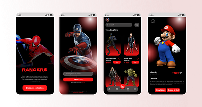 Collectibles Trading App Dark UI 3d animation branding motion graphics ui ux