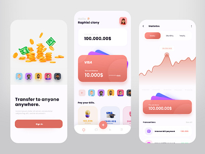 A banking mobile application UI/UX app design inspiration chart dark mode light mode minim minimalist mobile app product design ui ui ux ui ux design ux web design