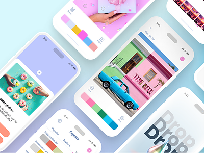 Drop App - Color Palette Creator app branding color colorpalette creator mobile rgb ui