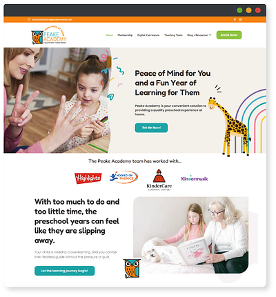 Peake Academy Website graphic design web design