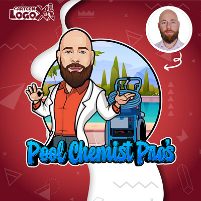 Pool Chemist Cleaning logo, Cartoon portrait - cartoonlogox.com best pool cleaning service logo for swimming pool cleaning male portrait logo mascot design pool cleaning company pool cleaning logo pool cleaning mascot logo pool guy pool service logo pool service mascot design pool services pooltch logo design swimming pool logos