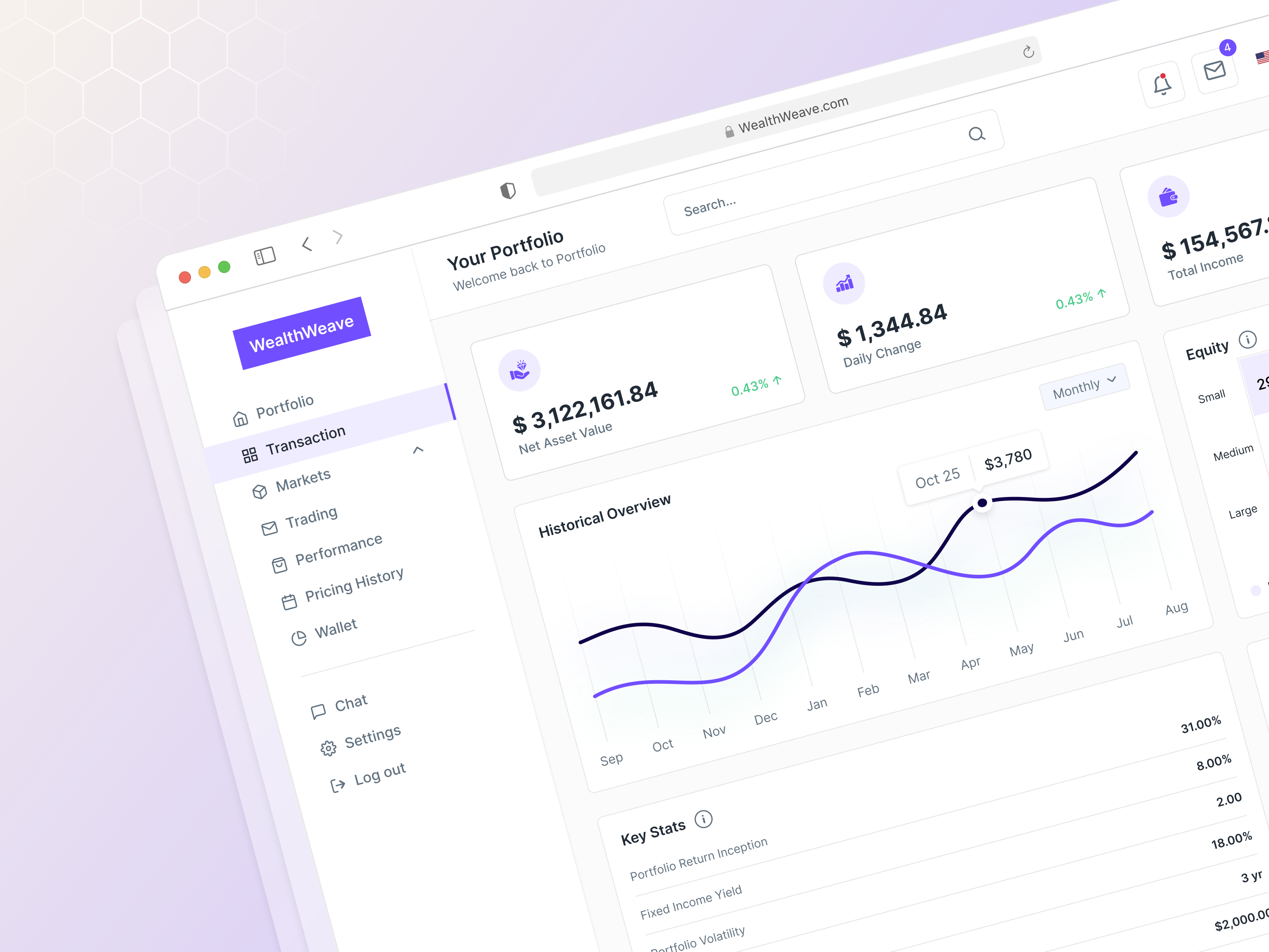 WealthWeave - Portfolio Management Platform branding clean ui crypto trading dashboard finance defi finance management financial app fintech investing app investment management market portfolio management saas ui ux wallet web3