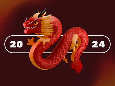 Dragon shio 2024 3d 3dart 3dartist 3ddesign 3dicon 3dillustration 3dmodeling blender blender community branding cartoonstlye chinese chinese new year dragon dragon zodiac imlek lantern new year ui