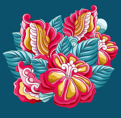 Tropical Flowers Vector Illustrations botanical illustration leaves tropic vector tropical tropical bouquet tropical flowers tropical flowers vector tropical vibes vector vector leaves vibrant blooms