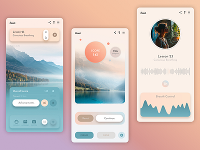 Reset - Meditation App app design graphic design illustration ui ux