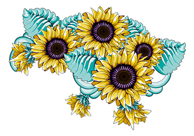 Sunflowers Illustration blue yellow flowers illustration sunflowers ukrain ukrainian vector