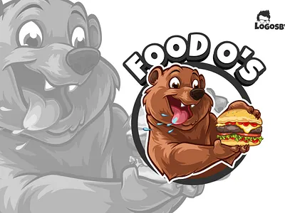 Food O's bear cartoon cartoon character cartoon logo cartoon mascot cheeseburger design fastfood food hamburger illustration logo logo creation logo maker mascot mascot logo
